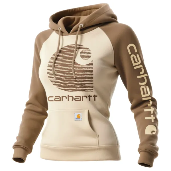 Women's Loose Casual Contrast Color Raglan Sleeve Hooded Sweatshirt - Wayrates.com 