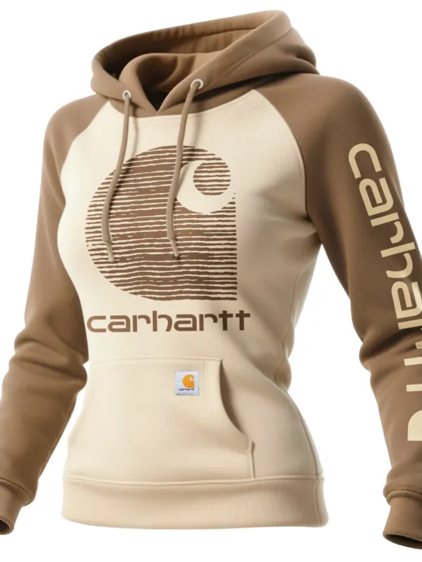 Carhartt  Women's Contrast Color Raglan Sleeve Hooded Sweatshirt - Wantbright.com 