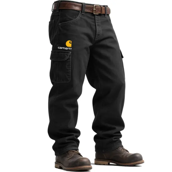 Men's Vintage Western Multiple Pockets Cargo Pants Black Navy Blue - Wayrates.com 