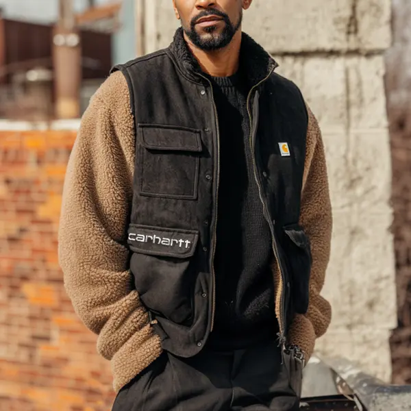 Winter-Ready Suede Vest With Detachable Fleece Sleeves For Versatile Wear - Wayrates.com 