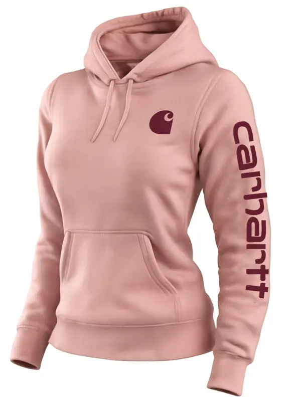 Carhartt Women's Vintage Western Cowboy Pink Hoodie - Wantbright.com 