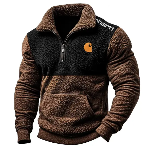 Carhartt Men's Western Cowboy Embroidered Fleece Quarter Zip Collar Sweatshirt - Manlyhost.com 