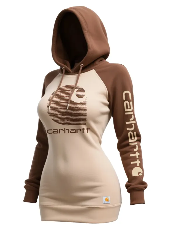 Carhartt Women's Retro Western Contrast Panel Hooded Sweatshirt - Wantbright.com 