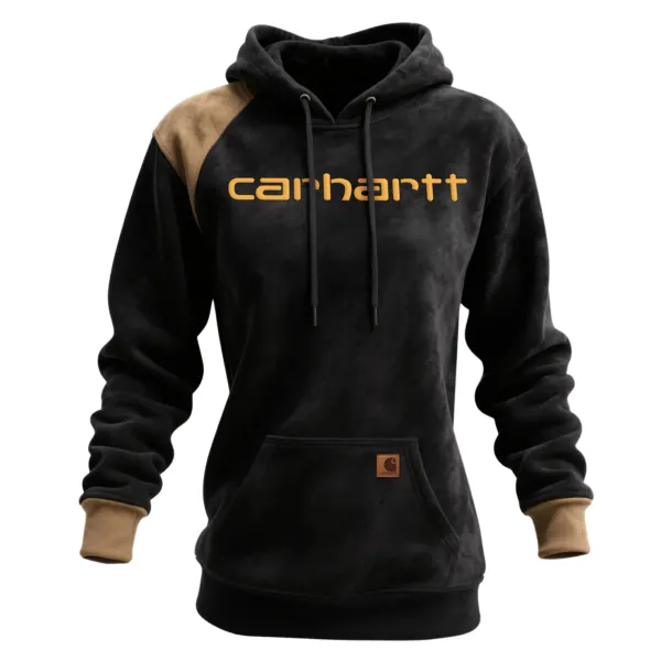 Carhartt Women's Retro Western Contrast Panel Suede Hooded Sweatshirt - Rabclub.com 