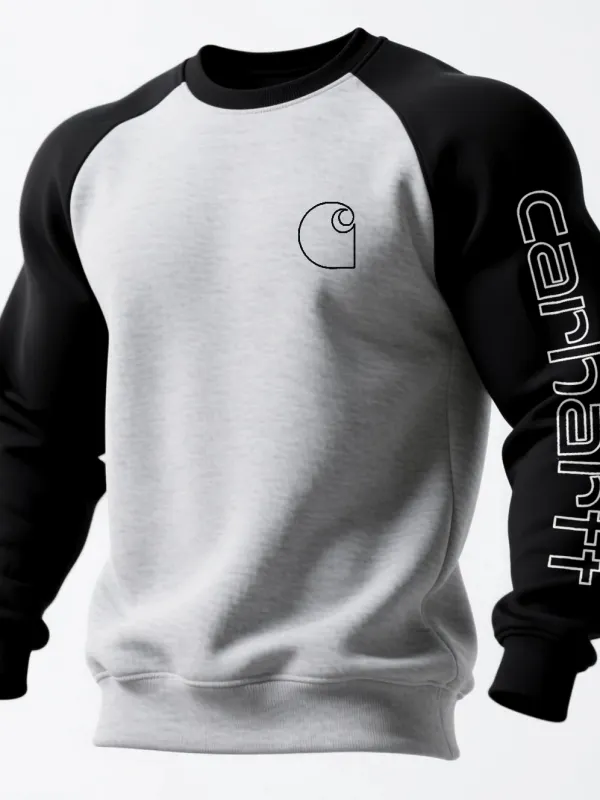Loose Casual Contrast Color Raglan Sleeve Crew Neck Sweatshirt - Wantbright.com 