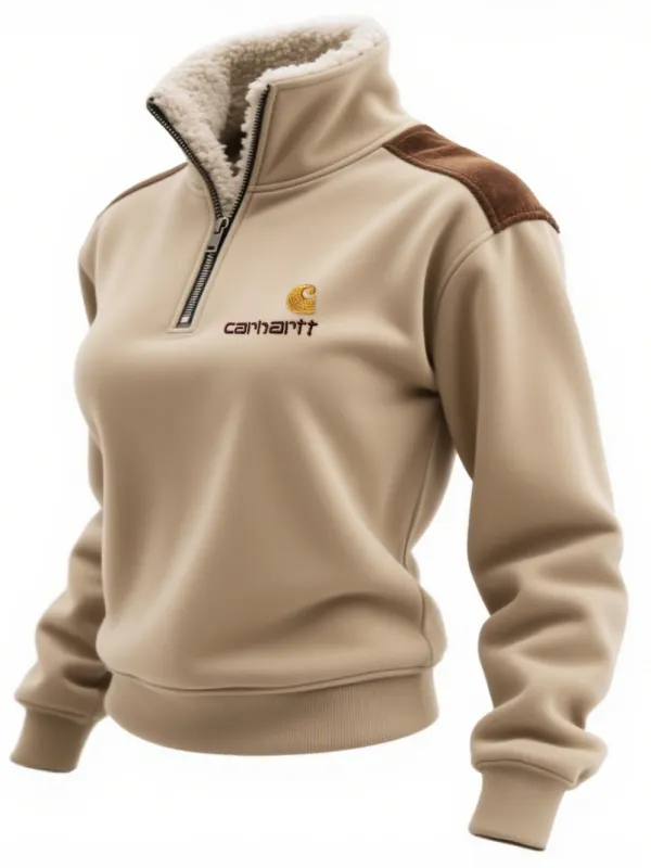 Carhartt Women's Retro Western Style Contrast Panel Stand Collar Sweatshirt - Wantbright.com 