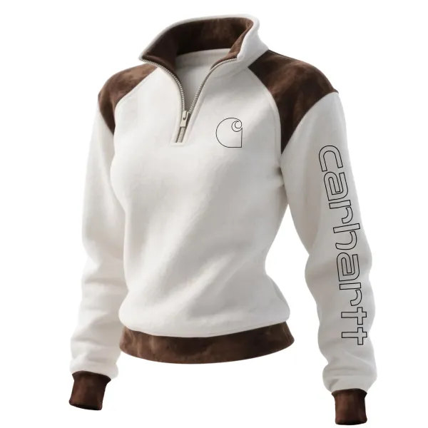 Carhartt Women's Retro Western Style Contrast Panel Stand Collar Sweatshirt - Upgradecool.com 