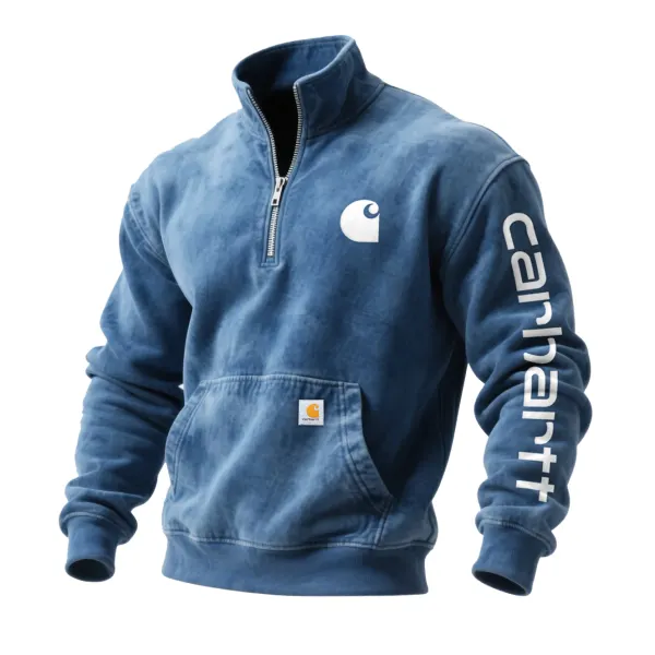 Retro Western Style Loose And Comfortable Suede Half-Zip Stand Collar Sweatshirt - Wayrates.chimpone.com 