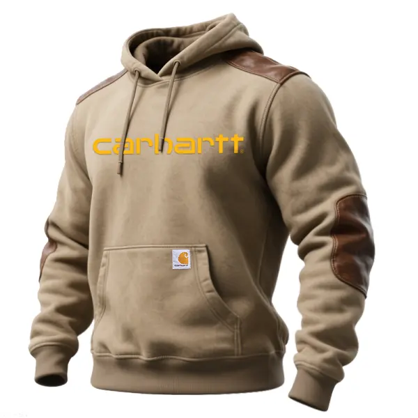 Hooded Sweatshirt With Reinforced Elbow Patches And Front Pocket - Perfect For Casual Wear - Wayrates.com 