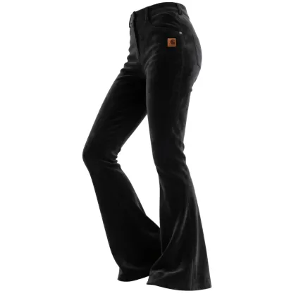 Retro Western Style Women's Suede Flared Wide-Leg Pants