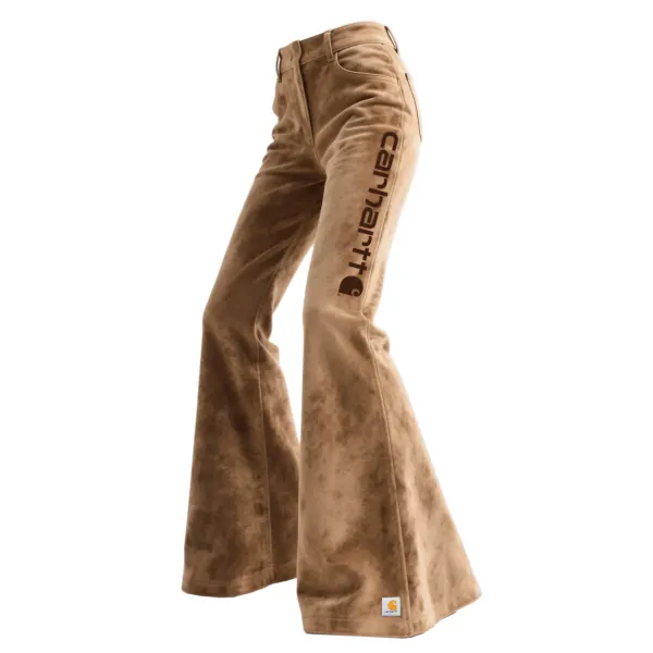 Retro Western Style Women's Suede Flared Wide-Leg Pants - Cotosen.chimpone.com 