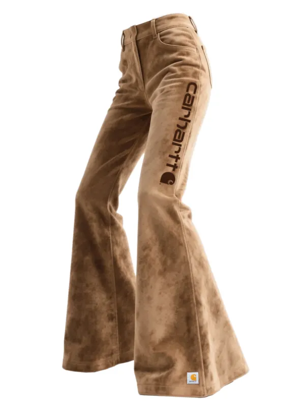 Retro Western Style Women's Suede Flared Wide-Leg Pants - Wantbright.com 