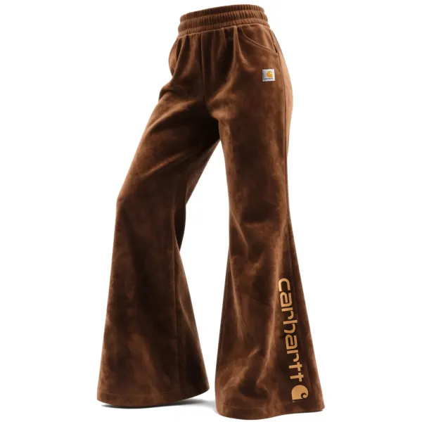 Retro Western Style Women's Suede Flared Wide Leg Elastic Waist Trousers - Cotosen.chimpone.com 