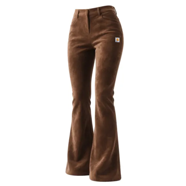 Retro Western Style Women's Suede Flared Wide-Leg Pants - Cotosen.chimpone.com 