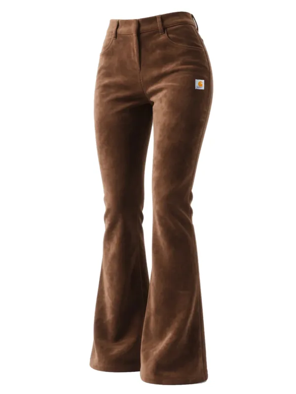 Retro Western Style Women's Suede Flared Wide-Leg Pants - Wantbright.com 