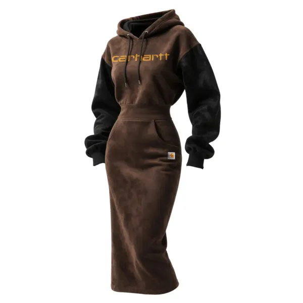 Women's Vintage Western Suede Hooded Long High Waist Hooded Dress - Wayrates.com 