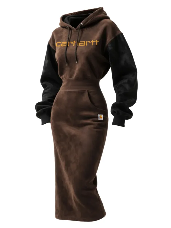 Carhartt Women's Vintage Western Suede Hooded High Waist Hooded Dress - Simplyion.com 
