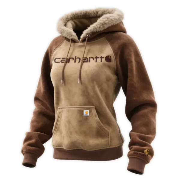 Women's Suede Contrast Hooded Sweatshirt - Wayrates.com 