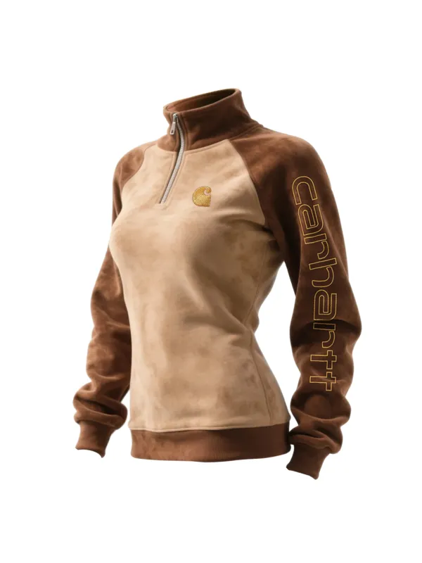 Women's Retro Western Style Contrast Color Fur Collar Stand Collar Sweatshirt - Hoplady.chimpone.com 