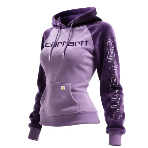 Women's Suede Contrast Hooded Sweatshirt - Wayrates.chimpone.com 