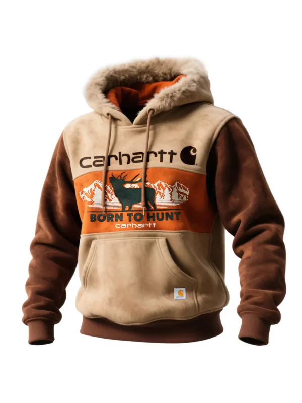 Western Style Women's Suede Contrast Color Stitching Hooded Sweatshirt Fur Collar Hooded Sweatshirt - Hoplady.chimpone.com 
