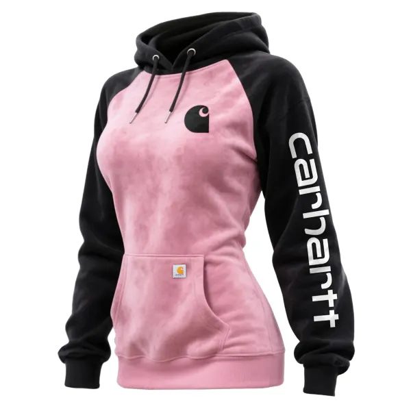 Women's Suede Contrast Hooded Sweatshirt - Wayrates.chimpone.com 