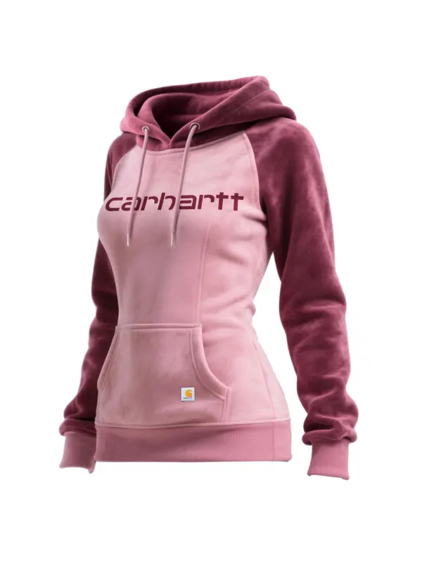 Women's Suede Contrast Hooded Sweatshirt - Hoplady.chimpone.com 
