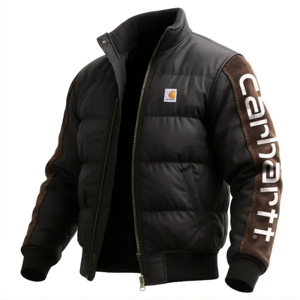 Leather Quilted Puffer Jacket With Contrast Sleeves For Ultimate Warmth And Style - Wayrates.chimpone.com 