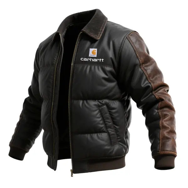 Leather Quilted Bomber Thick And Warm Cotton With Contrast Sleeves For Ultimate Warmth And Style - Wayrates.chimpone.com 