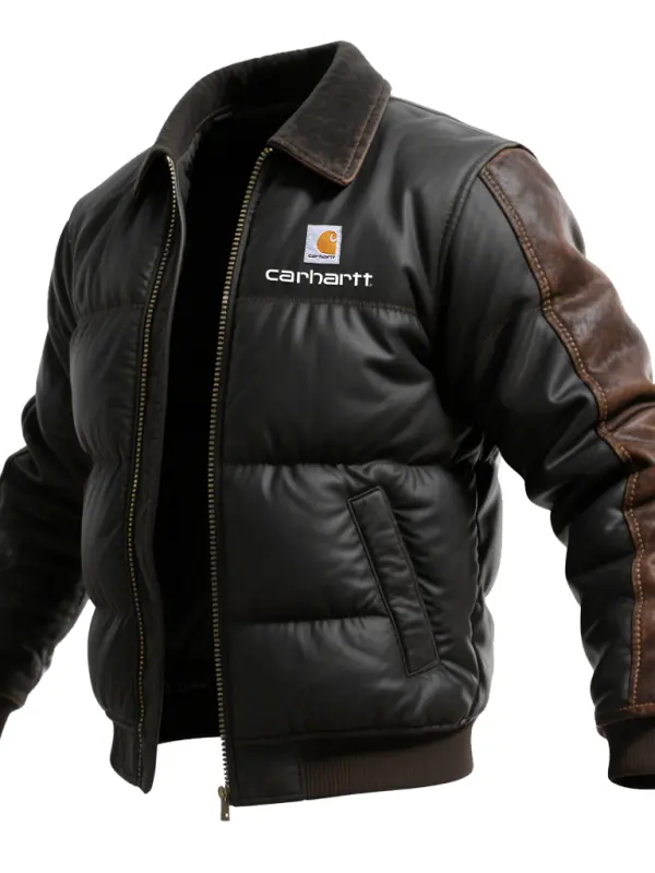 Carhartt Men's Contrast Sleeves Leather Quilted Jackets - Wantbright.com 