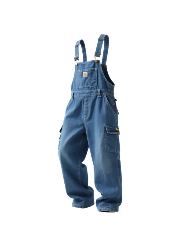 Men's Washed Denim Overalls Jumpsuit Retro Loose Comfortable Lumberjack Pants - Hoplady.chimpone.com 