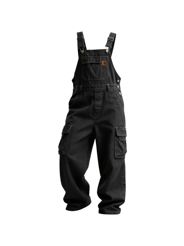 Men's Washed Denim Overalls Jumpsuit Retro Loose Comfortable Lumberjack Pants - Hoplady.chimpone.com 