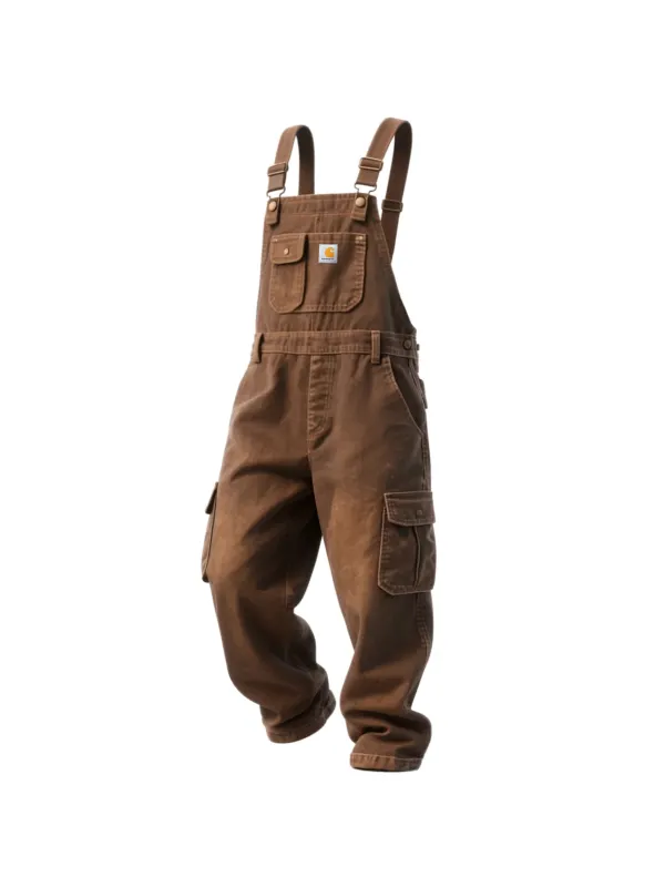 Men's Washed Denim Overalls Jumpsuit Retro Loose Comfortable Lumberjack Pants - Hoplady.chimpone.com 