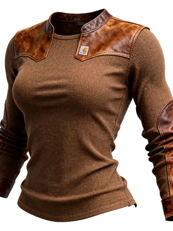 Carhartt Stylish Thermal Shirt With Leather Accents For Everyday Wear - Wantbright.com 