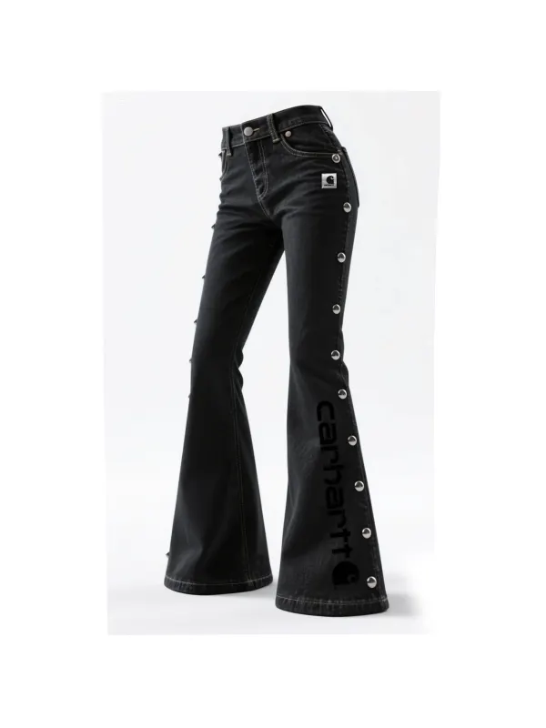 Retro Western Style Washed Denim Flared Wide-leg Pants - Hoplady.chimpone.com 