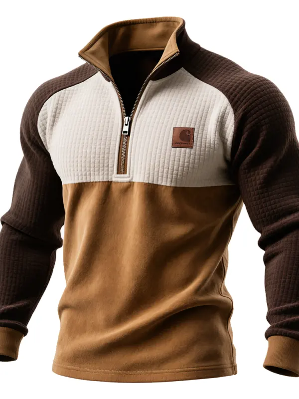 Men's Vintage Waffle Half-Zip Pullover - Simplyion.com 