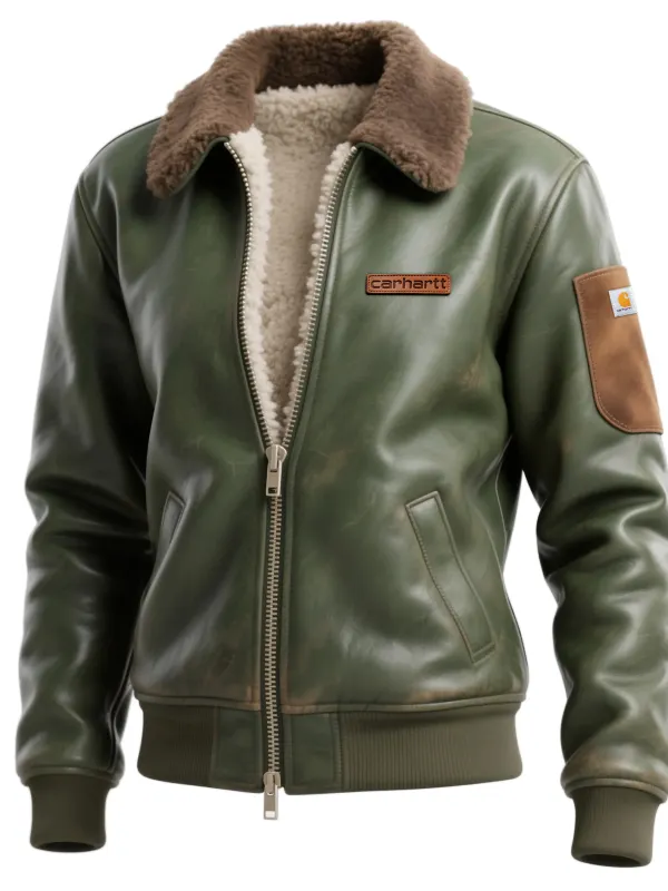 Women's Retro Leather Contrast Color Stitching Suede Zipper Stand Collar Coat Lambswool Lined Thickened Jacket - Simplyion.com 