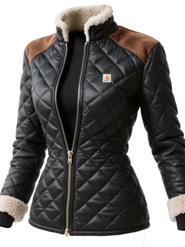 Women's Retro Wool Stand Collar Jacket Thickened Cotton Jacket - Simplyion.com 