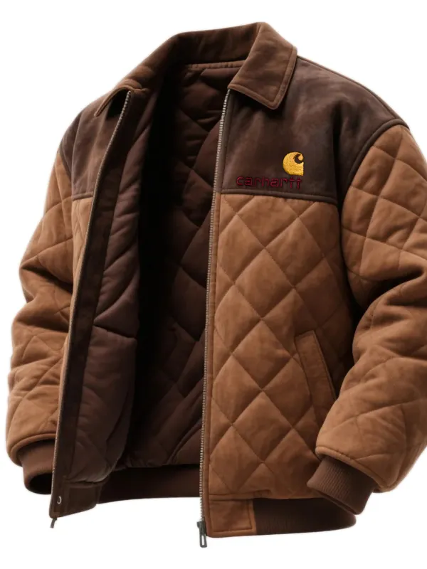 Retro Suede Contrast Color Stitching Lapel Zipper Cardigan Jacket Thickened Cotton Jacket - Simplyion.com 