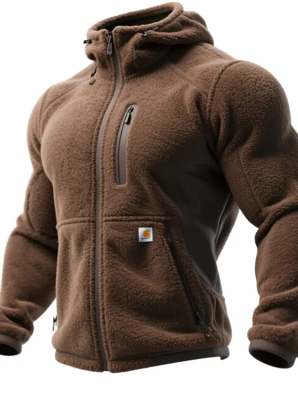 Outdoor Men's Polar Fleece Hooded Sweatshirt Training Warm Cardigan Top - Simplyion.com 
