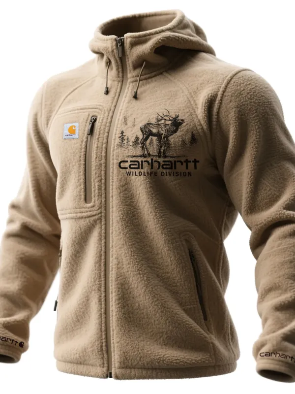 Outdoor Men's Polar Fleece Hooded Sweatshirt Training Warm Cardigan Top - Simplyion.com 