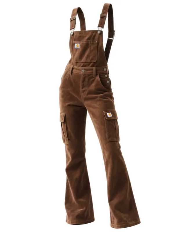 Women's Suede Overalls Jumpsuit - Simplyion.com 
