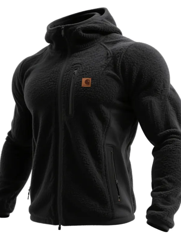 Outdoor Men's Polar Fleece Hooded Sweatshirt Training Warm Cardigan Top - Simplyion.com 