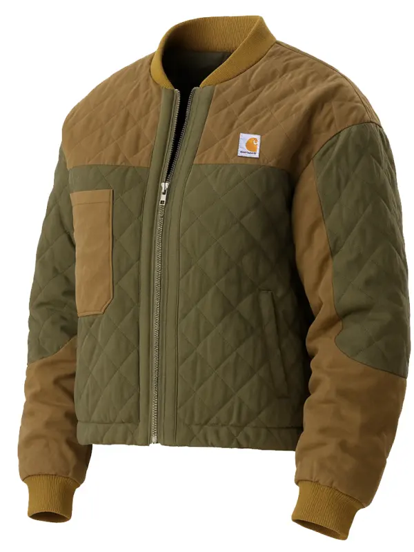 Outdoor Western Cowboy Quilted Bomber Jacket Same As Popular TV Dramas With Contrast Panel Design For Winter And Fall - Simplyion.com 
