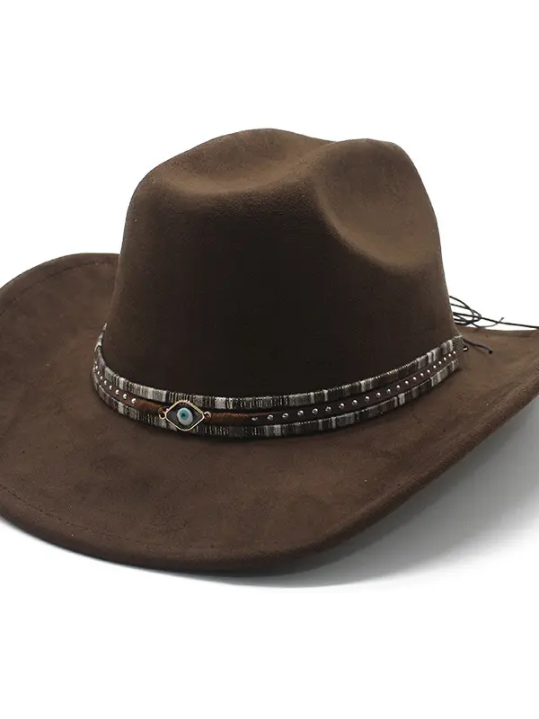 Unisex Vintage Western Cowboy Ethnic Suede Hat - Menwyx.com 