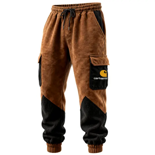 Men's Vintage Terry Brown And Black Cargo Sweatpants - Upgradecool.com 