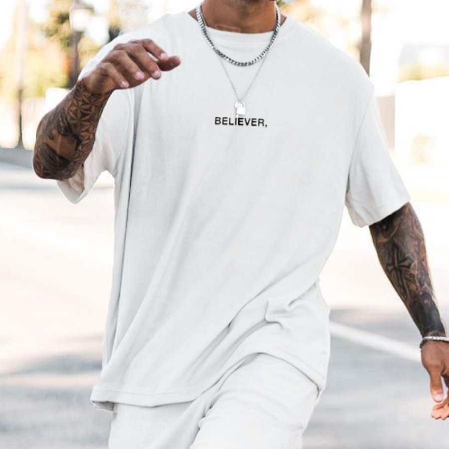 

Simple "BELIEVER " Printed Men's Crew Tee