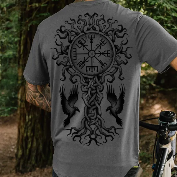 Men's Vintage Vking Print Crewneck T-shirt - Kalesafe.com 