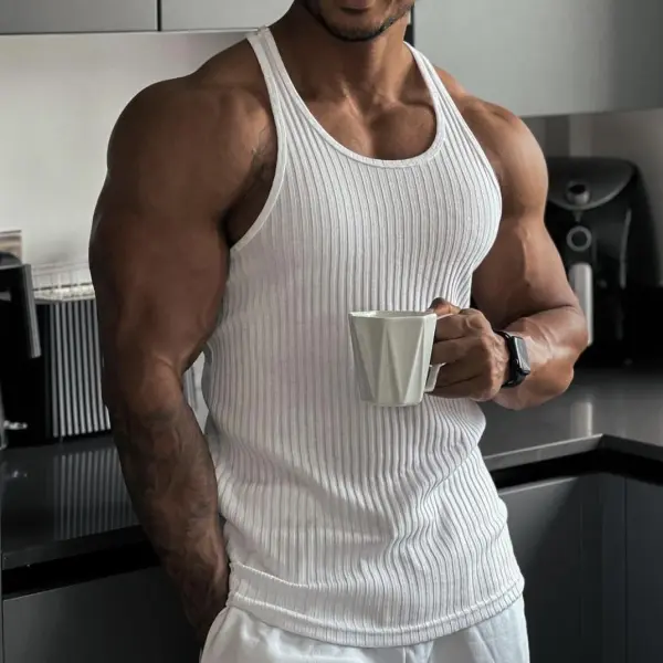 Men's Solid Color Fitness Sports Slim Knitted Vest - Yesunshine.com 