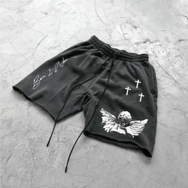 Men's Angel Print Shorts - Yesunshine.com 